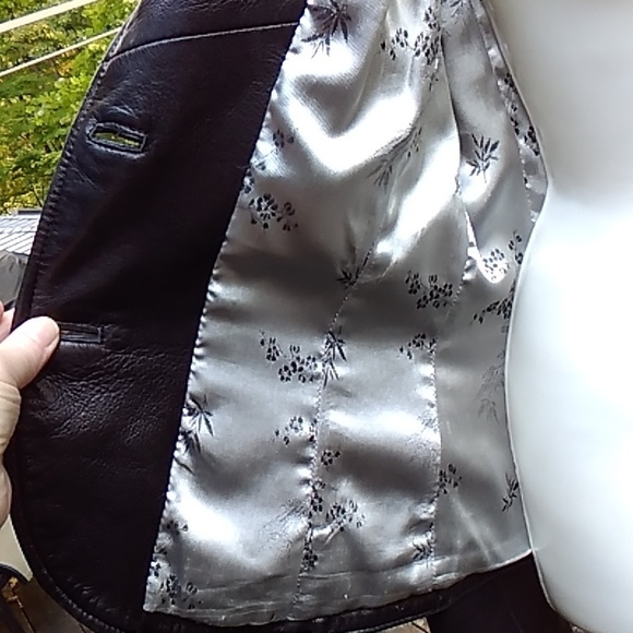 Vtg DANIER Genuine Leather Black Button Up Women's Tailored Jacket Size S - Picture 11 of 16